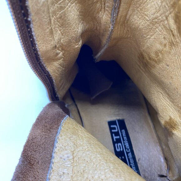 *FOR REPAIR/READ* Bed Stu Boots Men 10.5 Distressed Leather Square Toe Ankle Zip - Picture 10 of 16